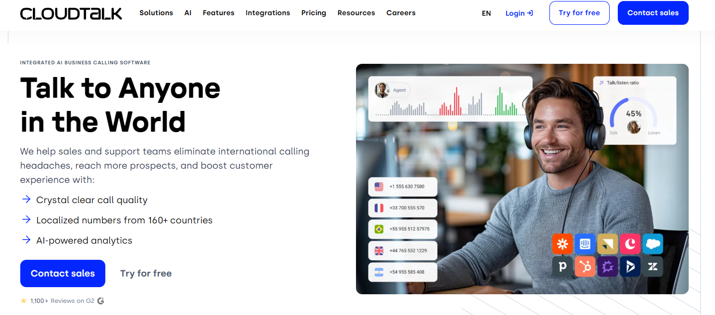 Screenshot of Cloudtalk's homepage, used in a blog post about Black Friday deals.