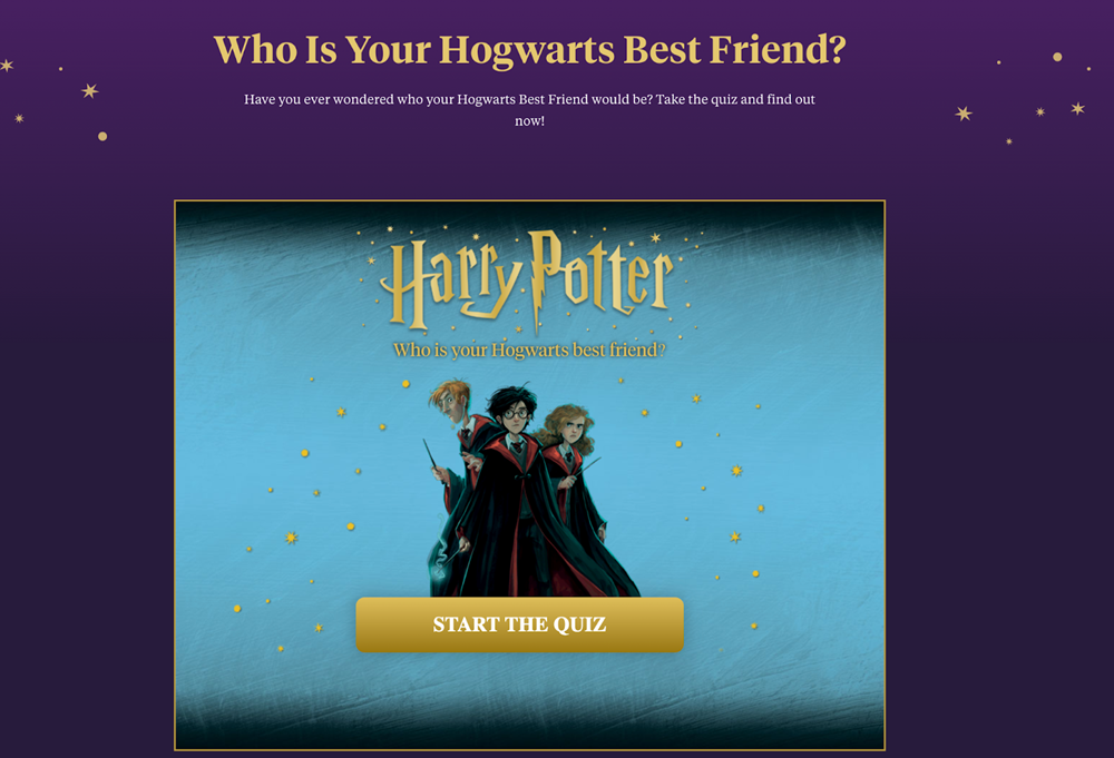 Harry Potter interactive quiz example, used in a blog post by Opinion Stage.