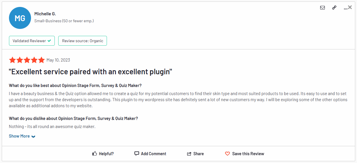 opinion stage g2 review ai lead generation software