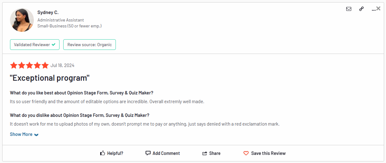 opinion stage g2 review ai lead generation software