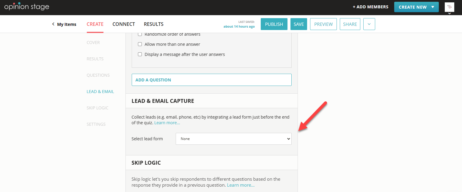quiz lead magnet lead form
