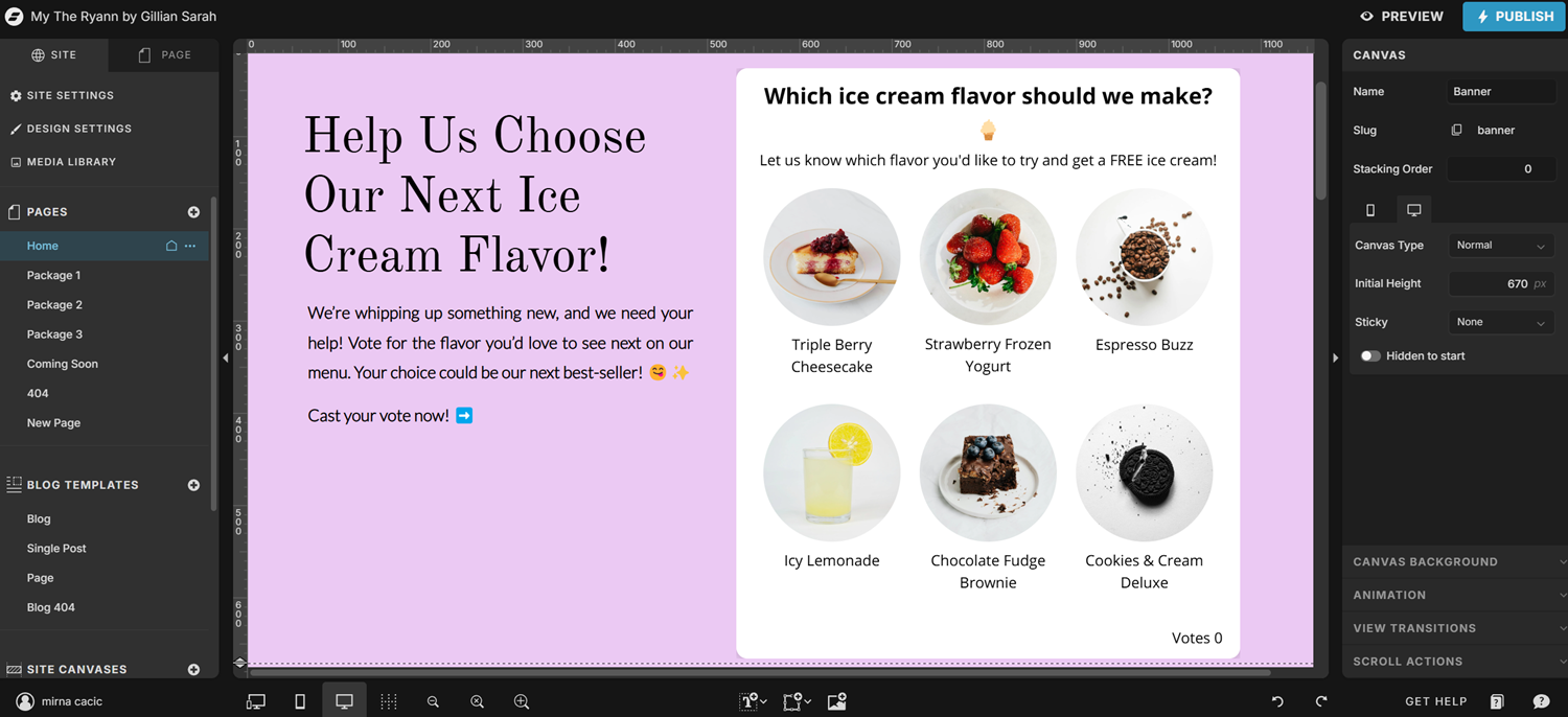 How your Opinion Stage poll looks like on your Showit site.