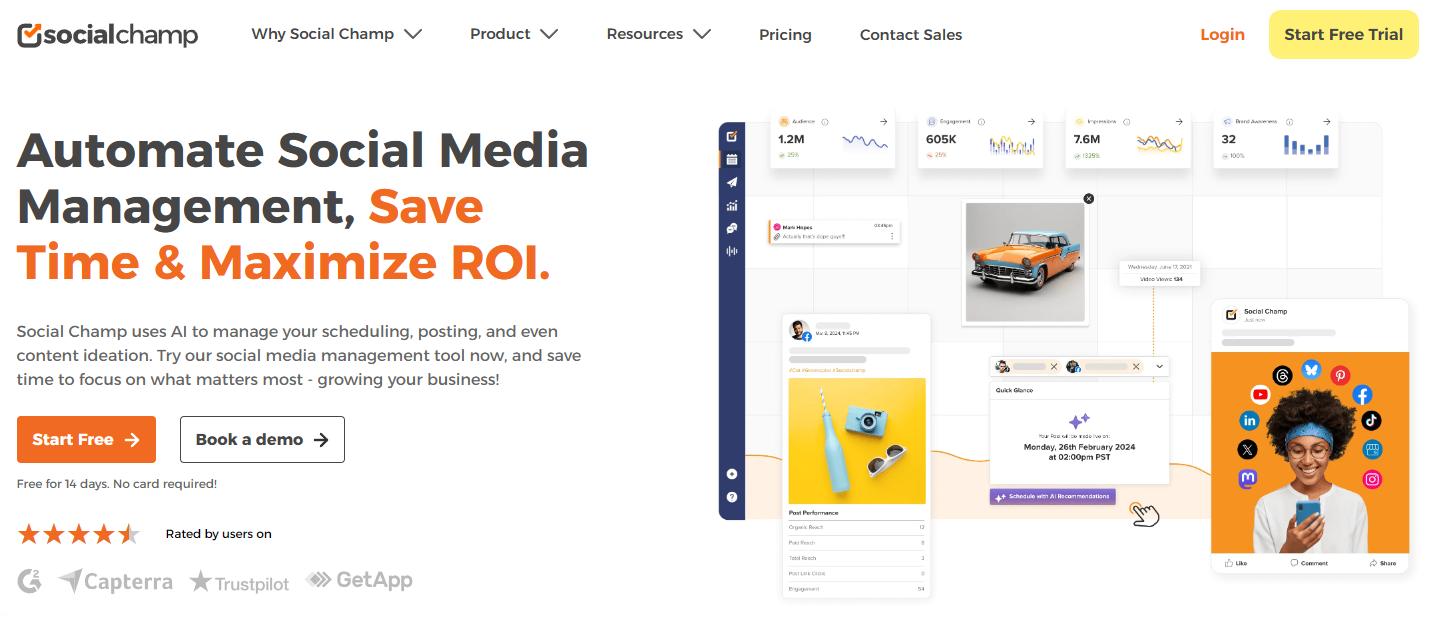Screenshot of Socail Champ's homepage, used in a blog post about Black Friday deals.