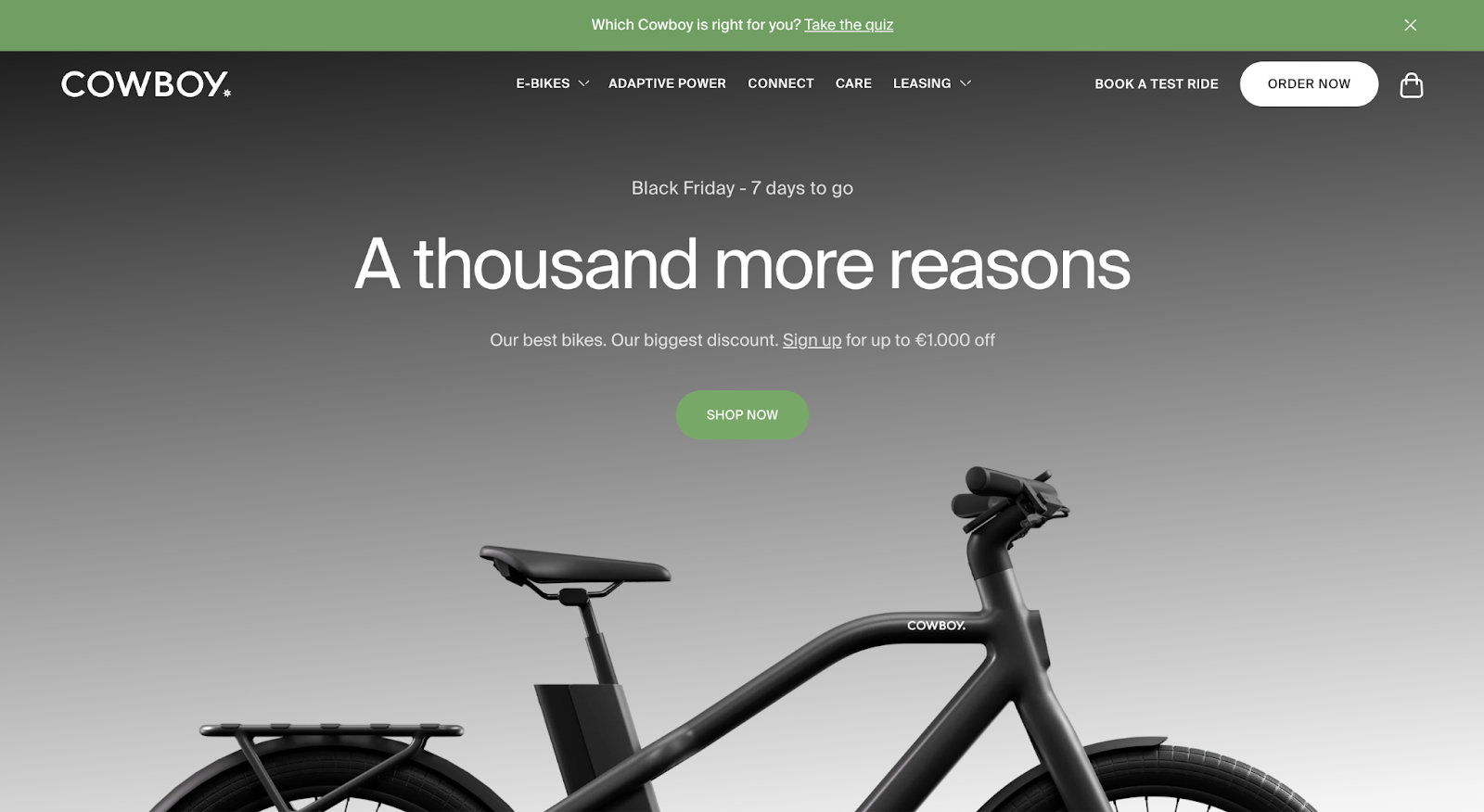 Image showing an example of an announcement bar on a website.