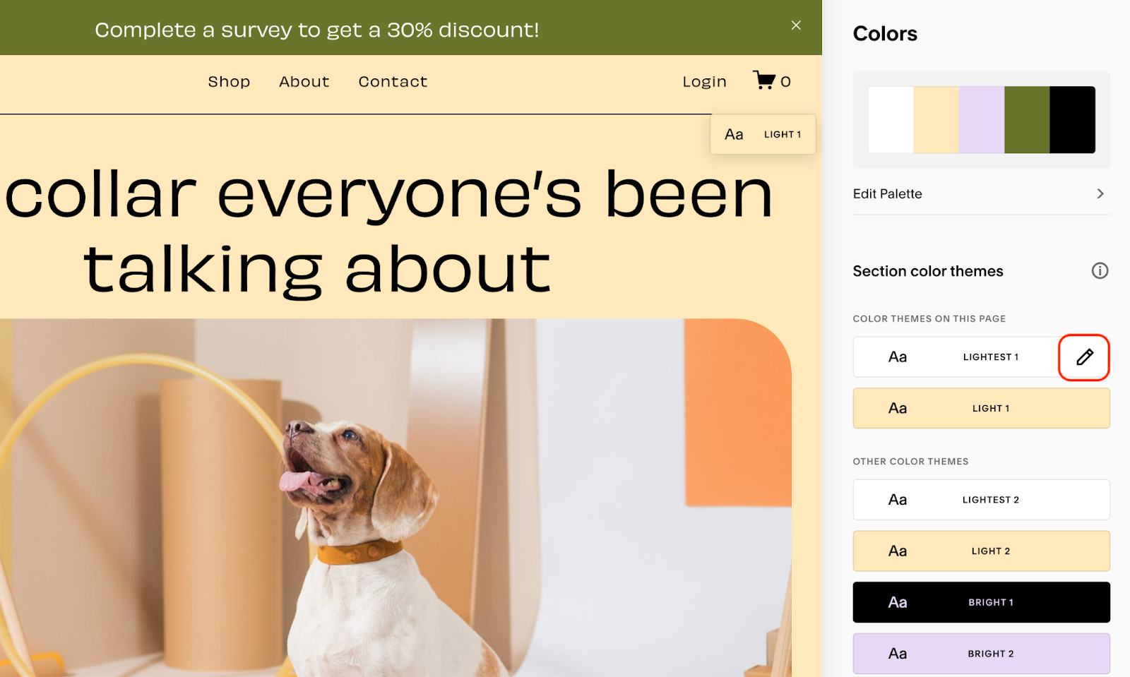 Image showing how you can change the color of your Squarespace announcement bar.