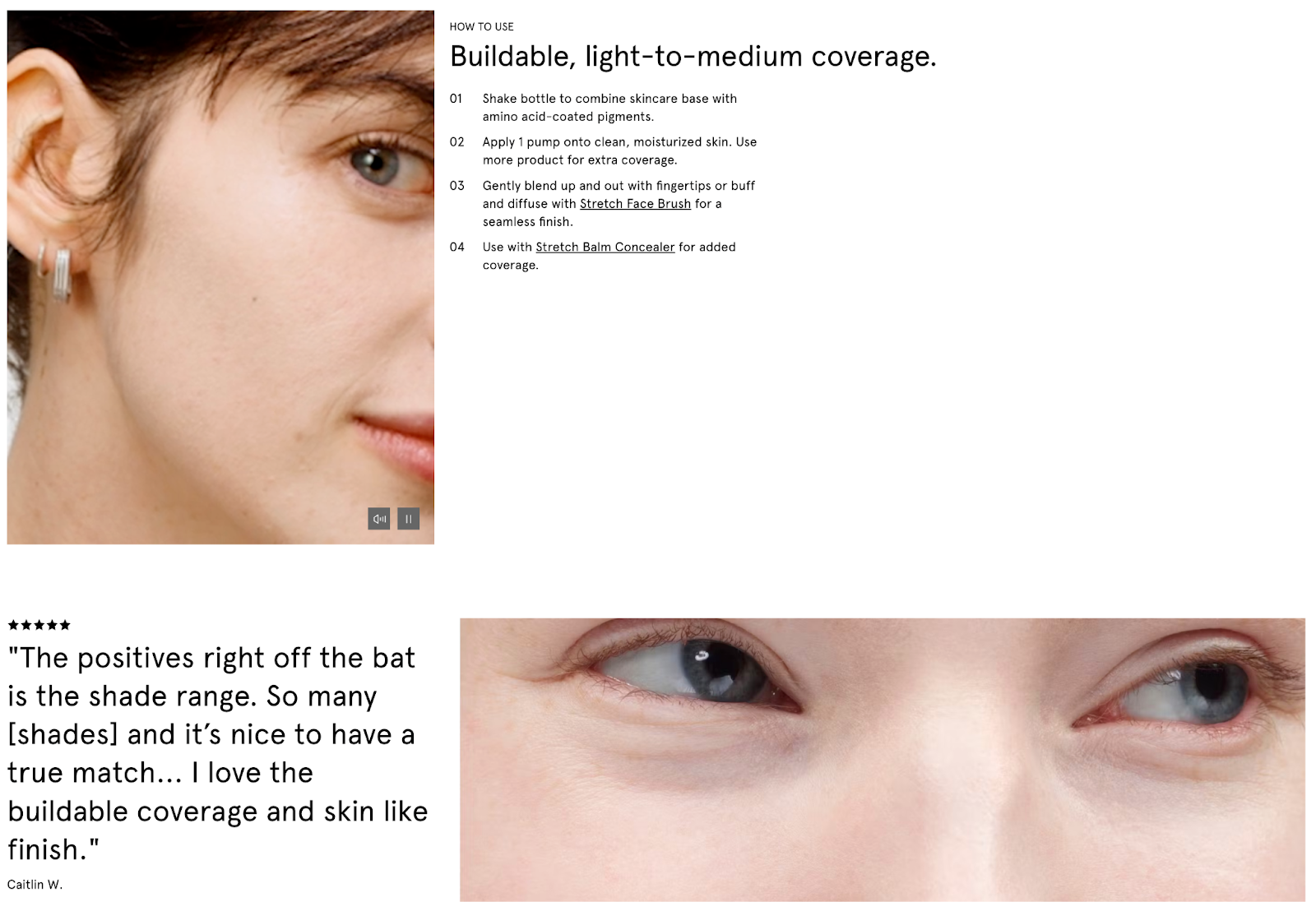 Image showing an example of a landing page by the makeup brand Glossier.